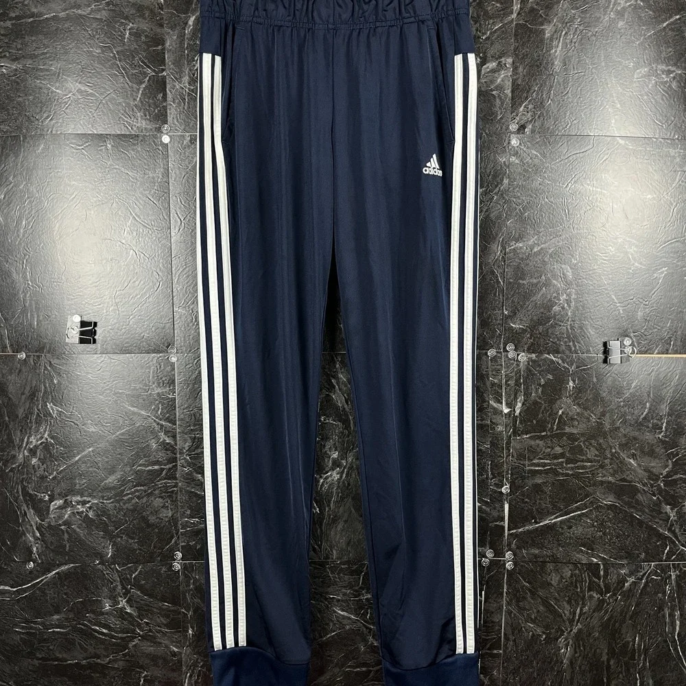 Adidas Men's Navy 3-Stripes Sweatpants Jogger Medium